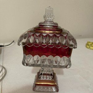 8" Ruby red glass crystal candy dish - Westmoreland Glass